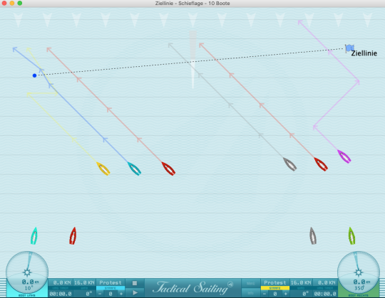 Simulation de ligne d'arrivée sur Tactical Sailing