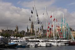 Bateaux exposs  Port Vell pour le Salon Nautico de Barcelona